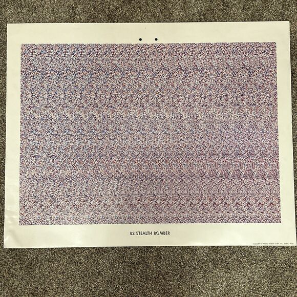 Vintage 1992 Holusion Art Poster B2 Stealth Bomber by NVision Grafix Magic Eye